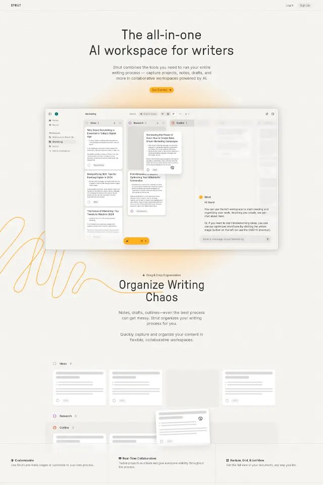 Strut landing page