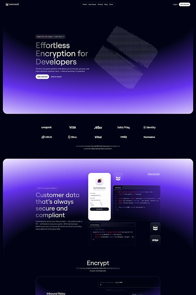 Evervault landing page