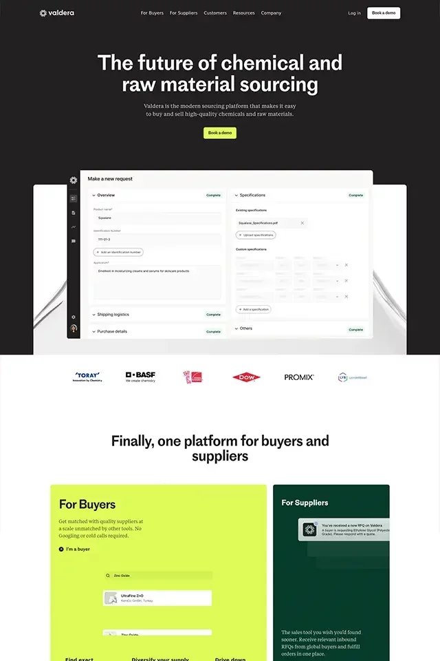 Valdera landing page