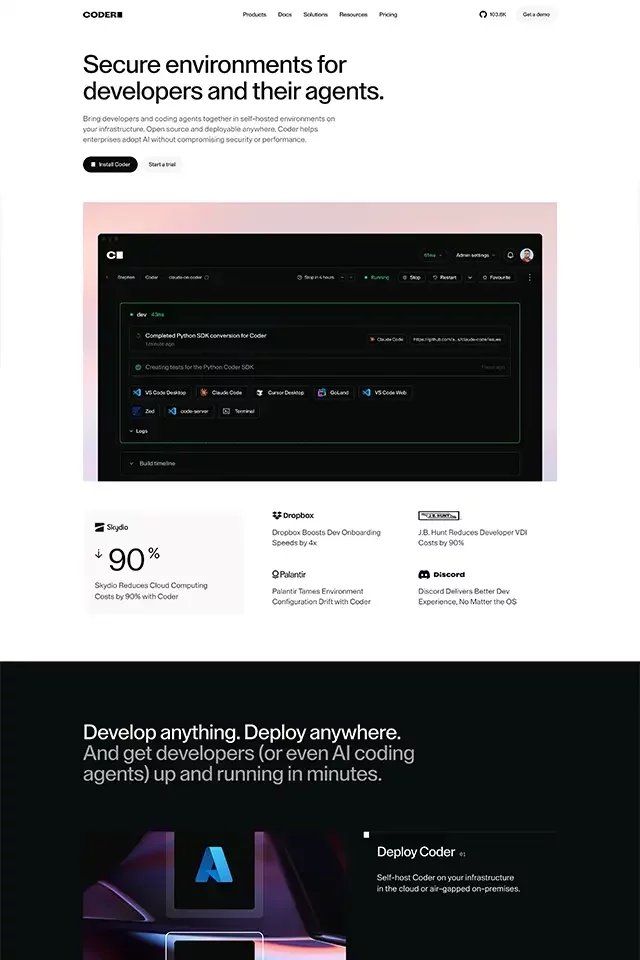 Coder landing page