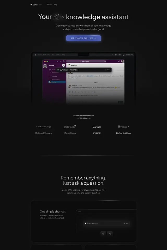 Gems landing page