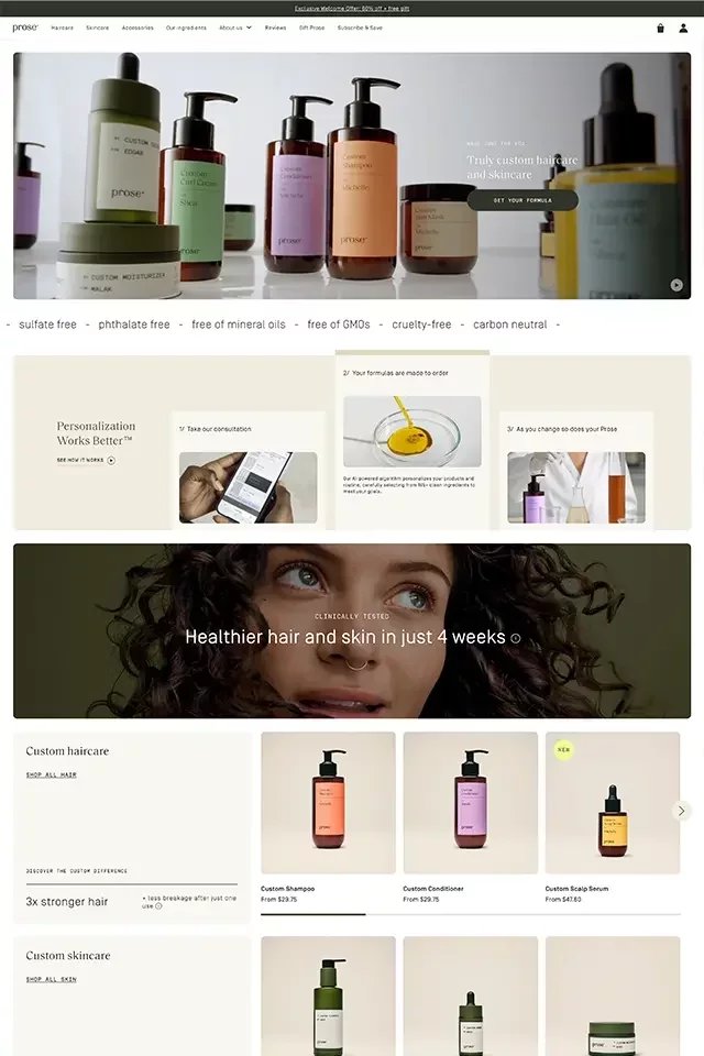 Prose landing page
