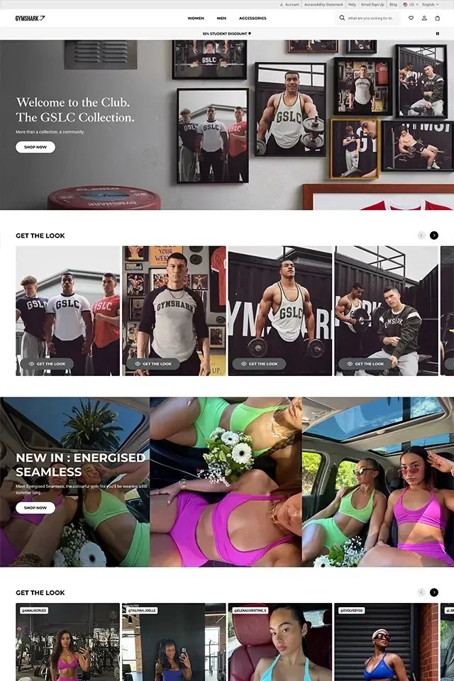 Gymshark landing page
