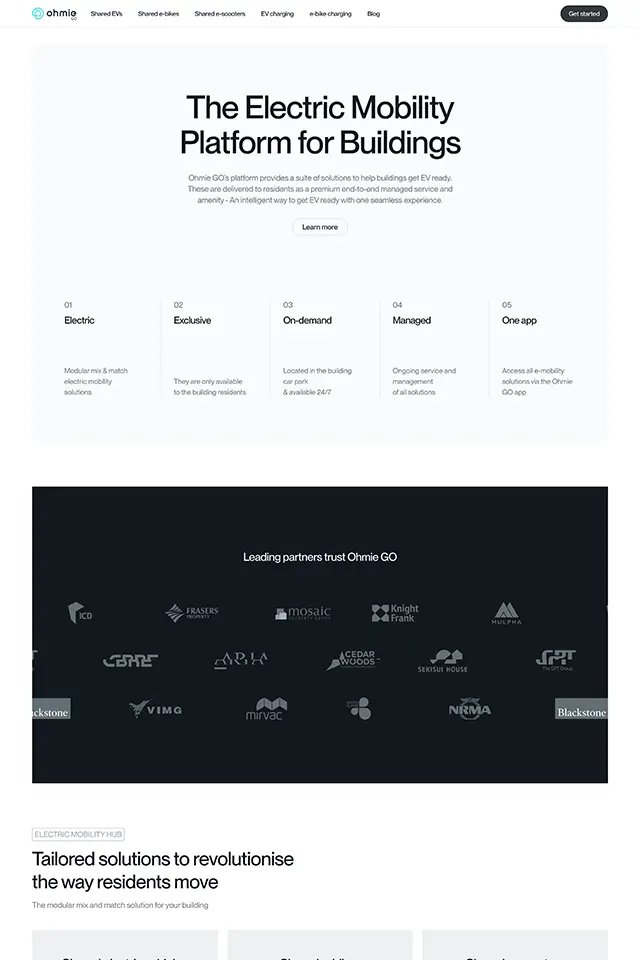 Ohmie GO landing page