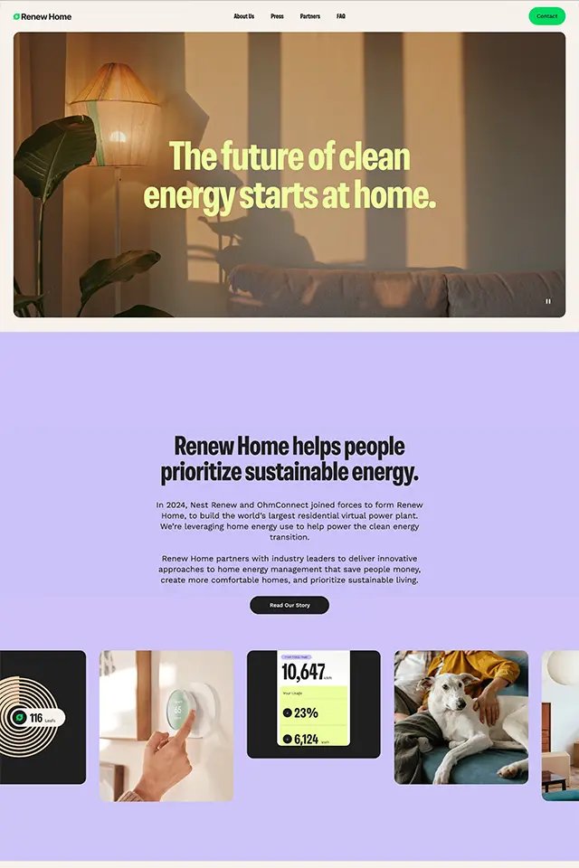 Renew Home landing page