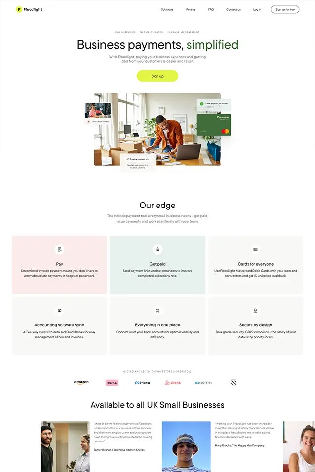 Flooodlight landing page