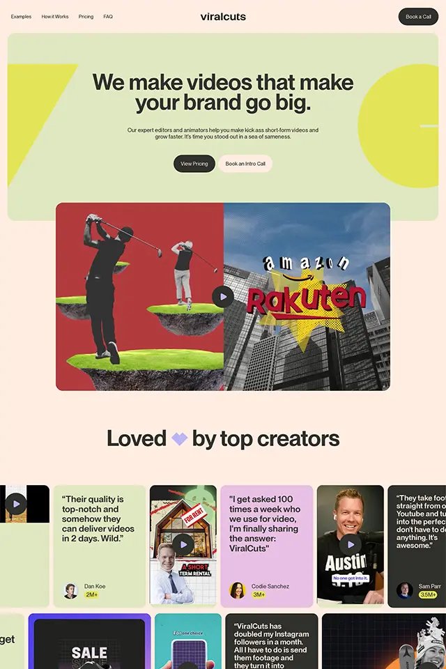 Viralcuts landing page
