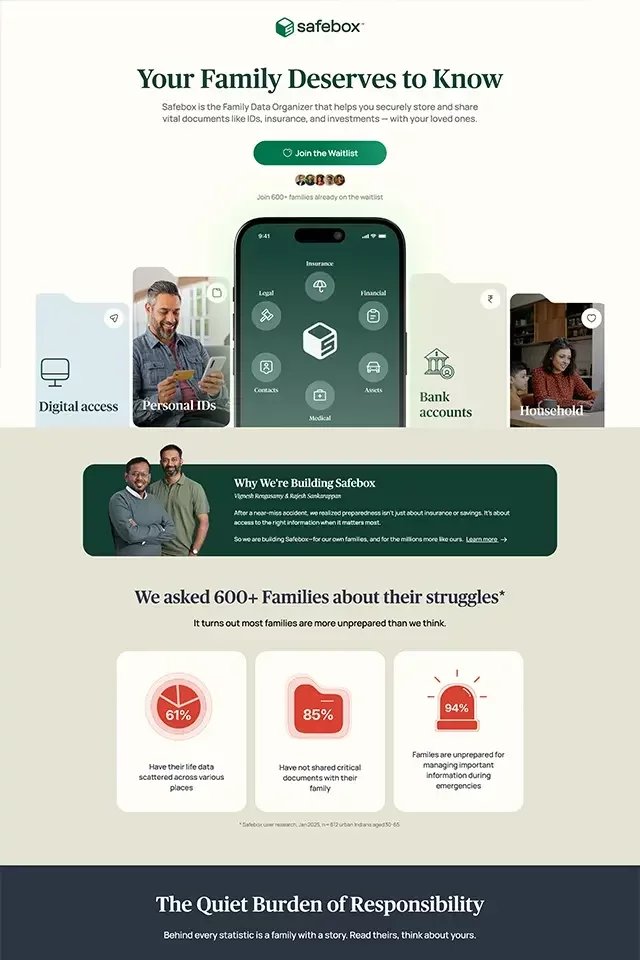 Safebox landing page