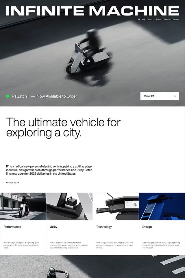 Infinite Machine landing page