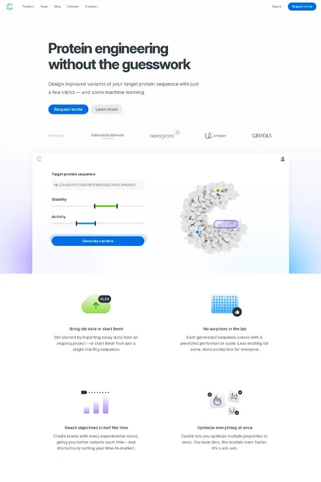 Cradle landing page