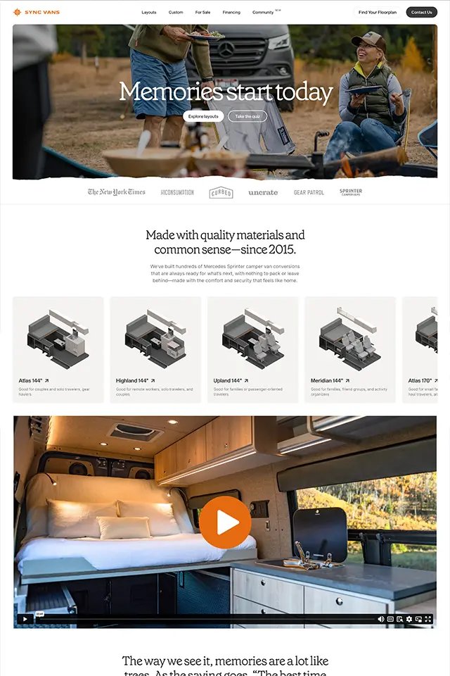 SYNC Vans landing page