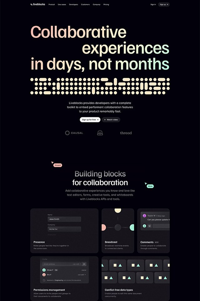 Liveblocks landing page
