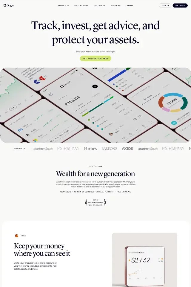 Origin landing page
