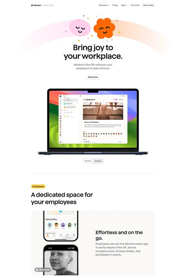 Aboard landing page