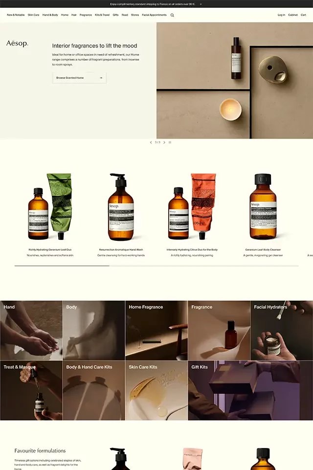 Aesop landing page