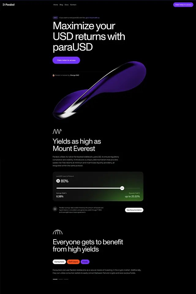 Parabol Finance landing page