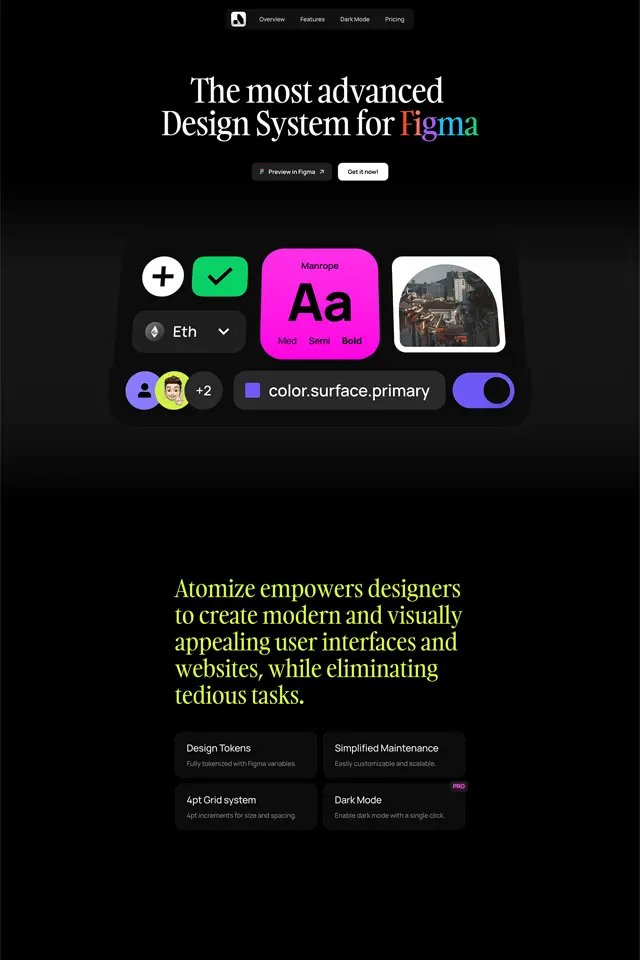 Atomize Design landing page