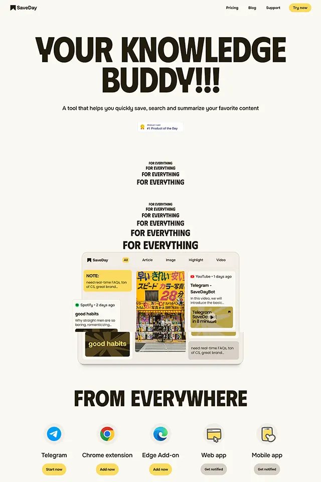 SaveDay landing page