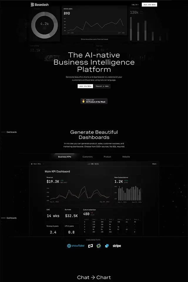 Basedash landing page