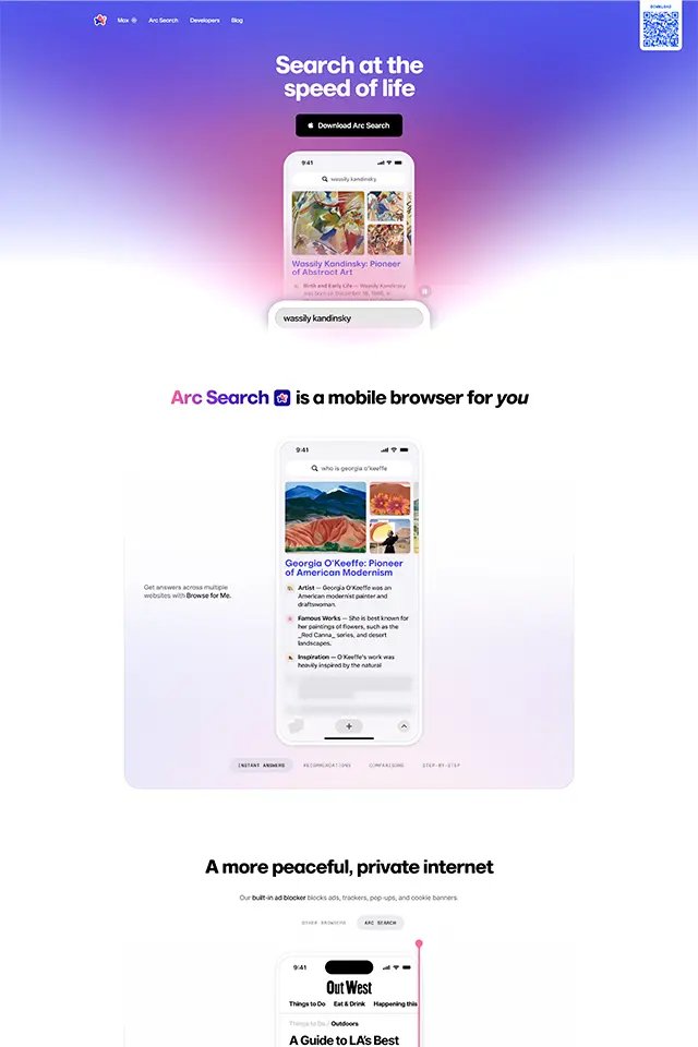 Arc Search landing page