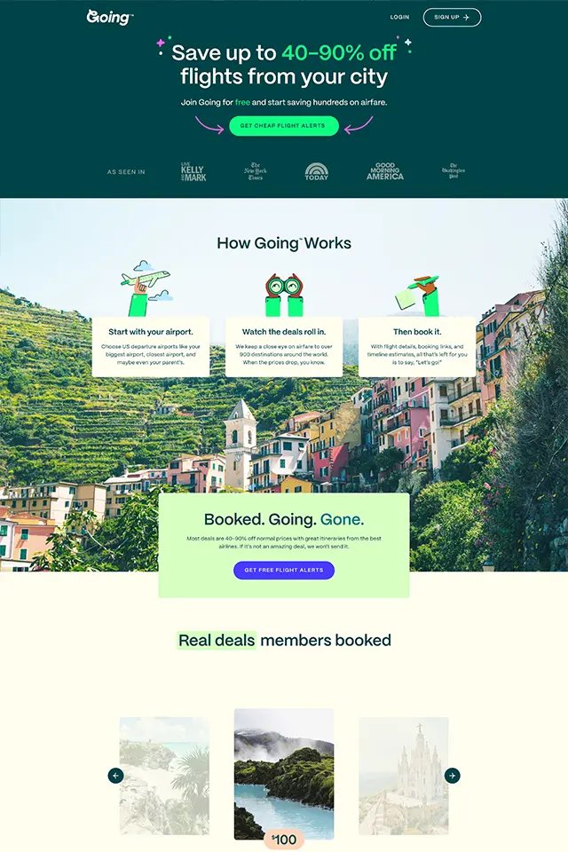 Going landing page