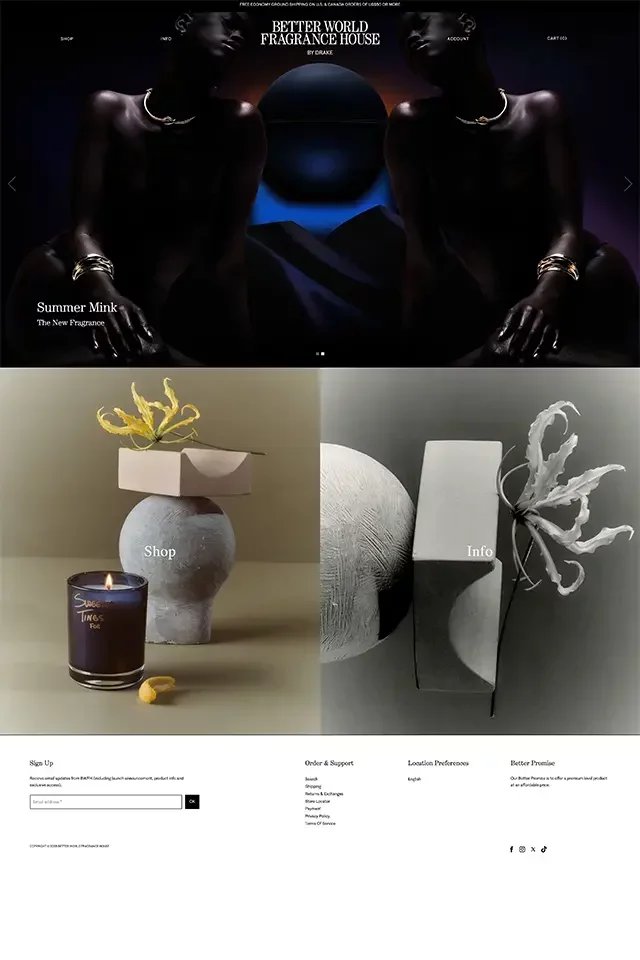 Better World Fragrance House landing page
