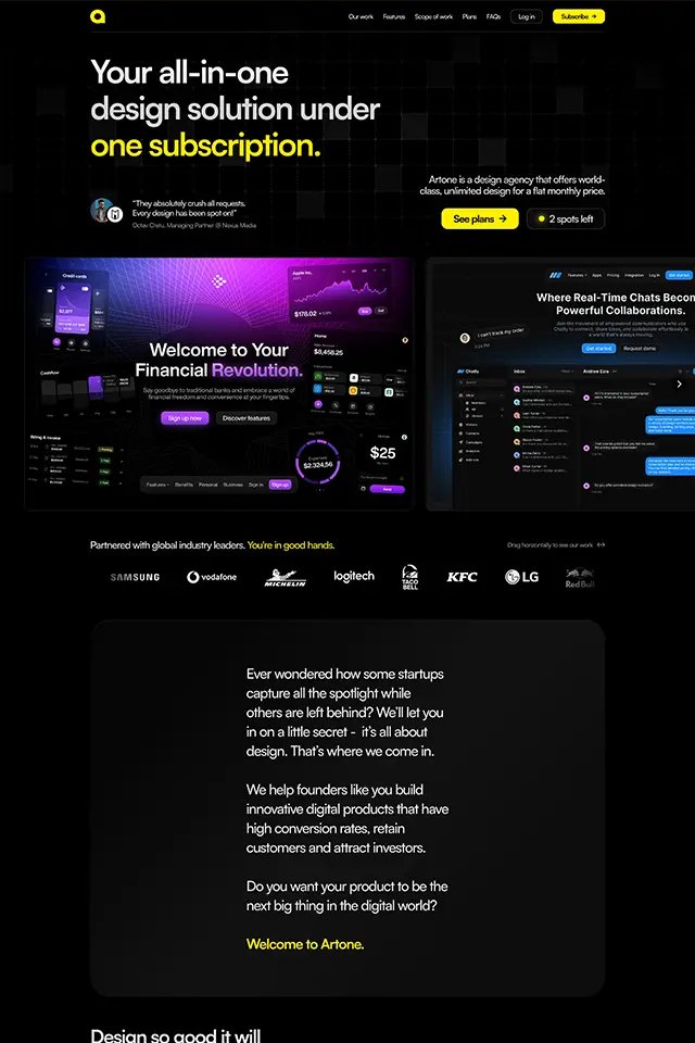 Artone Studio landing page