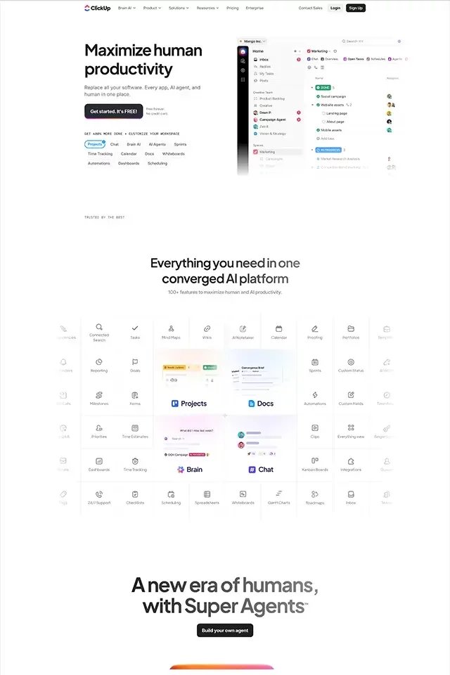ClickUp landing page