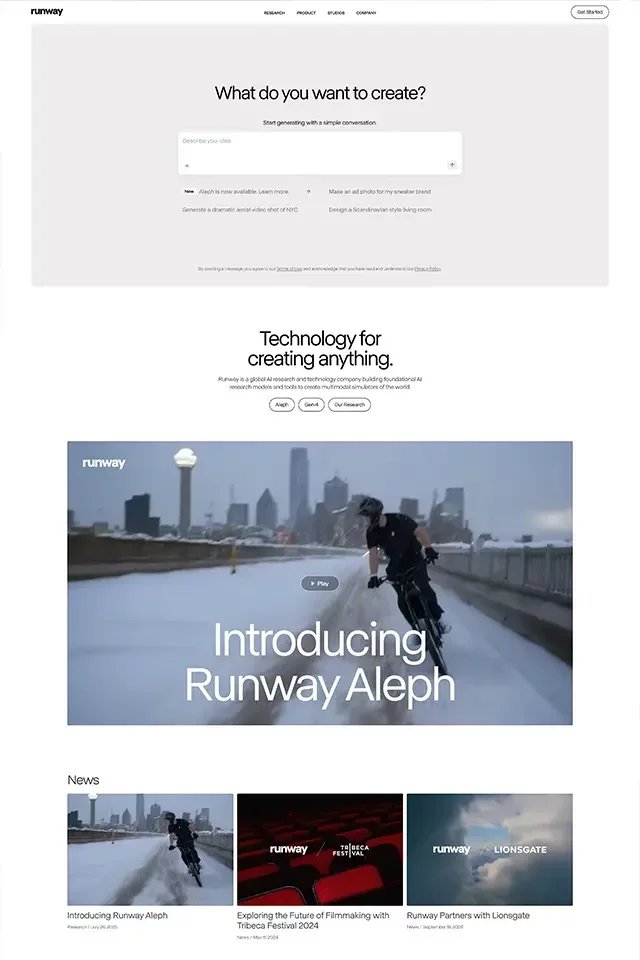 Runway landing page