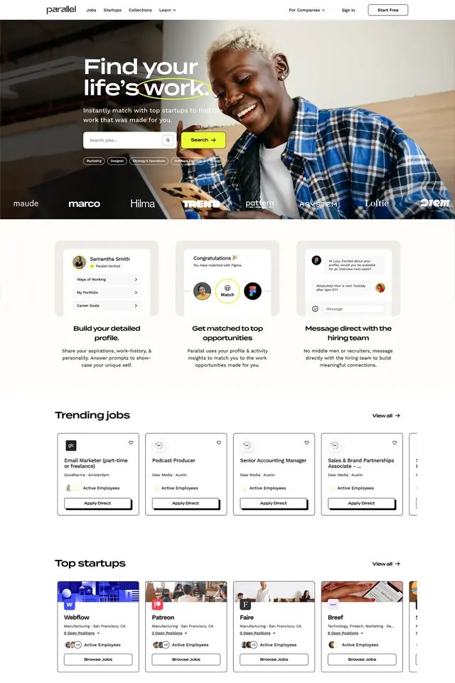 Parallel landing page