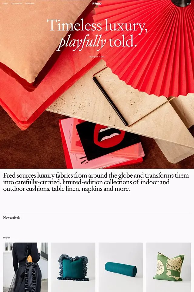 Fred Home landing page