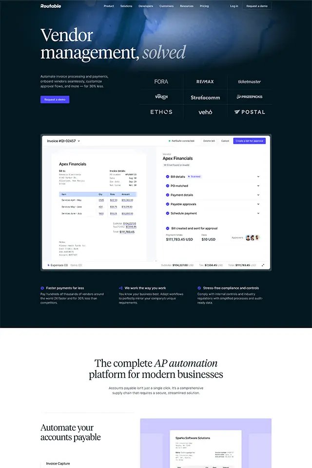 Routable landing page