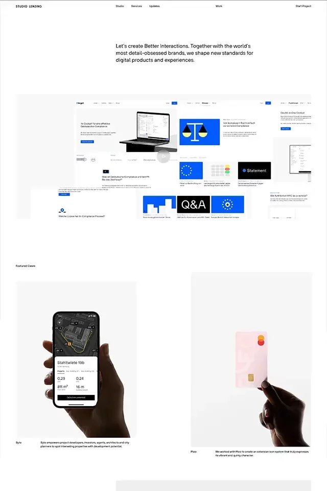 Studio Lenzing landing page