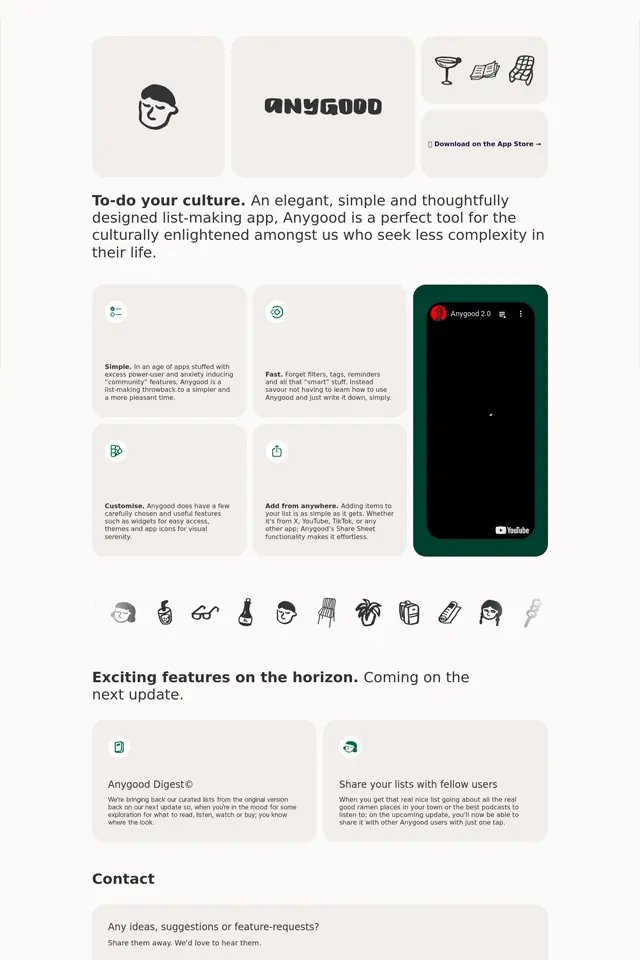 Anygood landing page