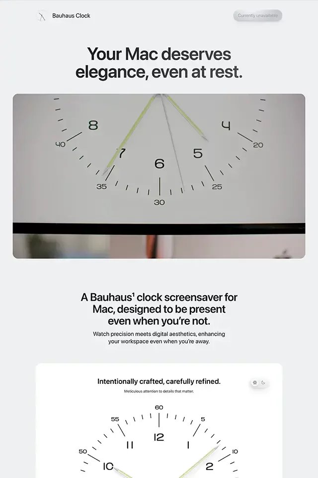 Bauhaus Clock landing page