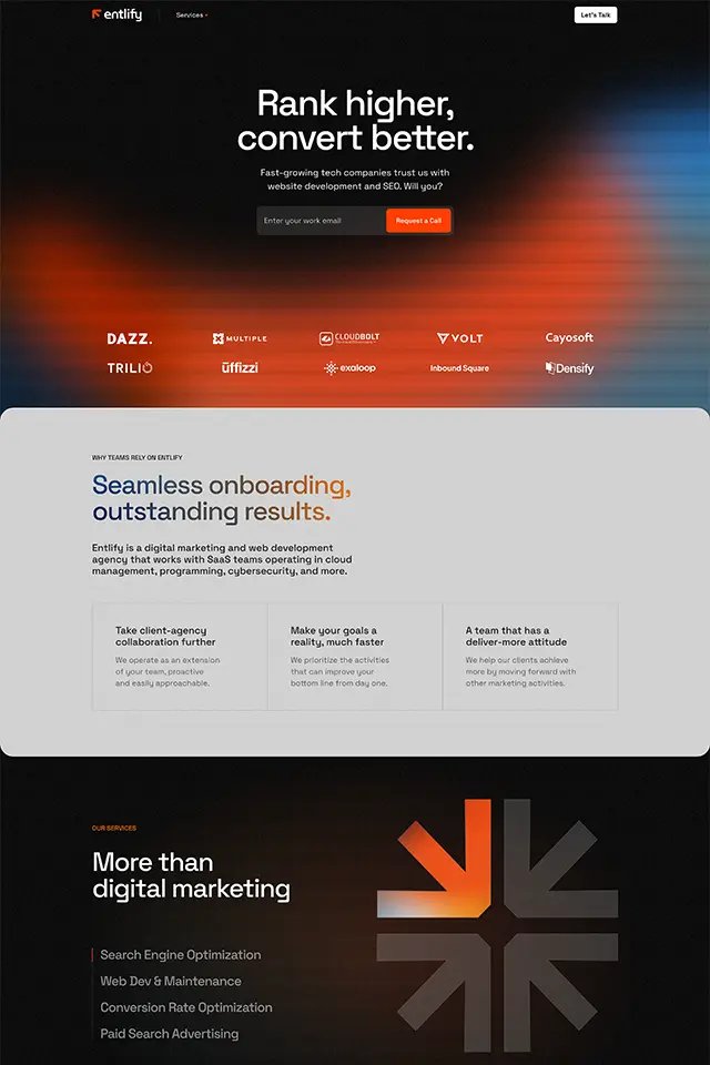Entlify landing page