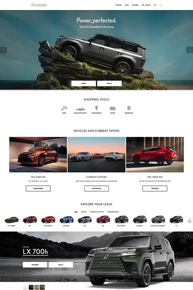 Lexus landing page