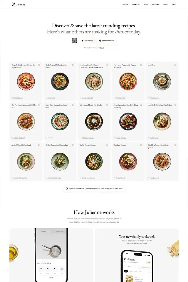 Julienne landing page