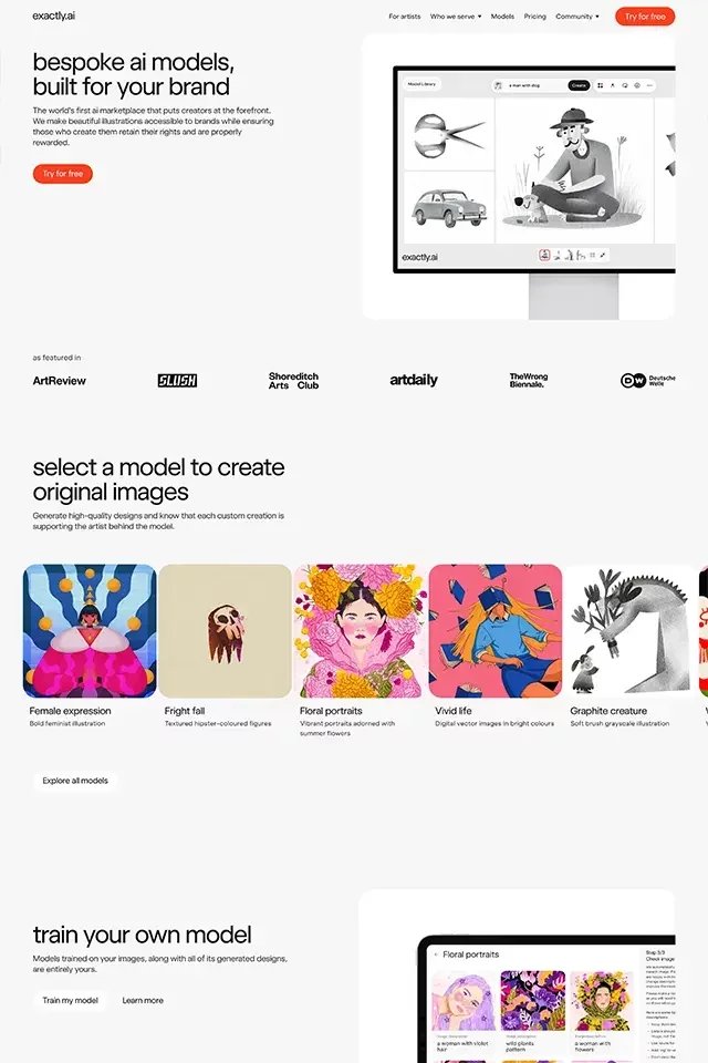 Exactly AI landing page