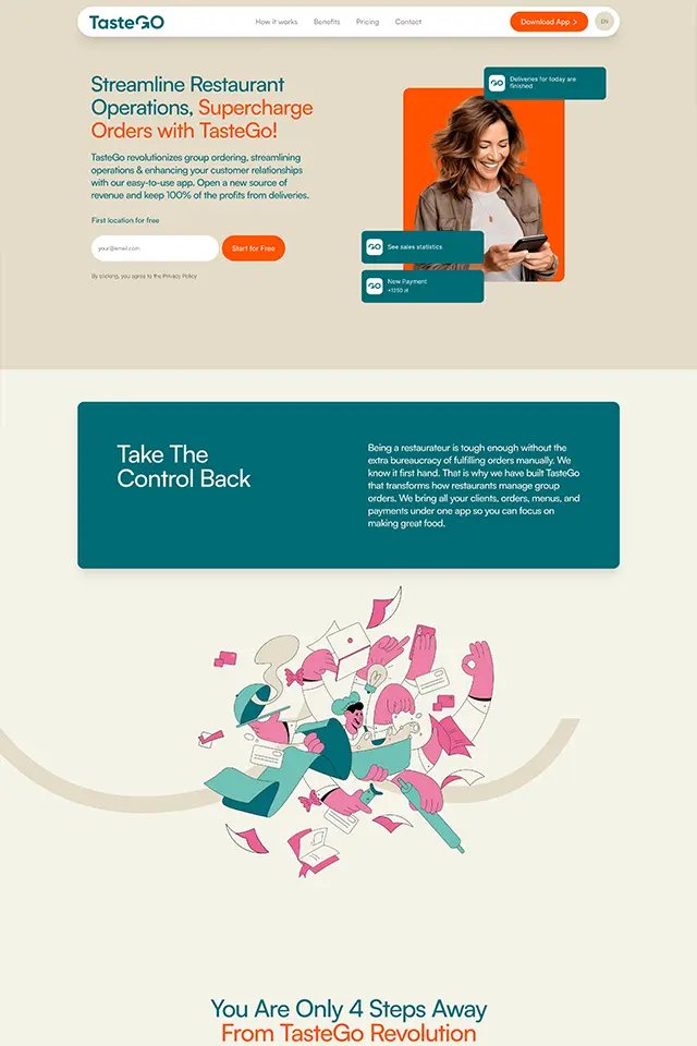 TasteGO landing page