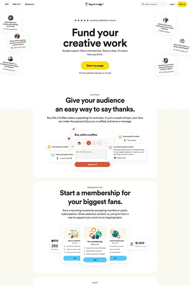 Buy Me a Coffee landing page