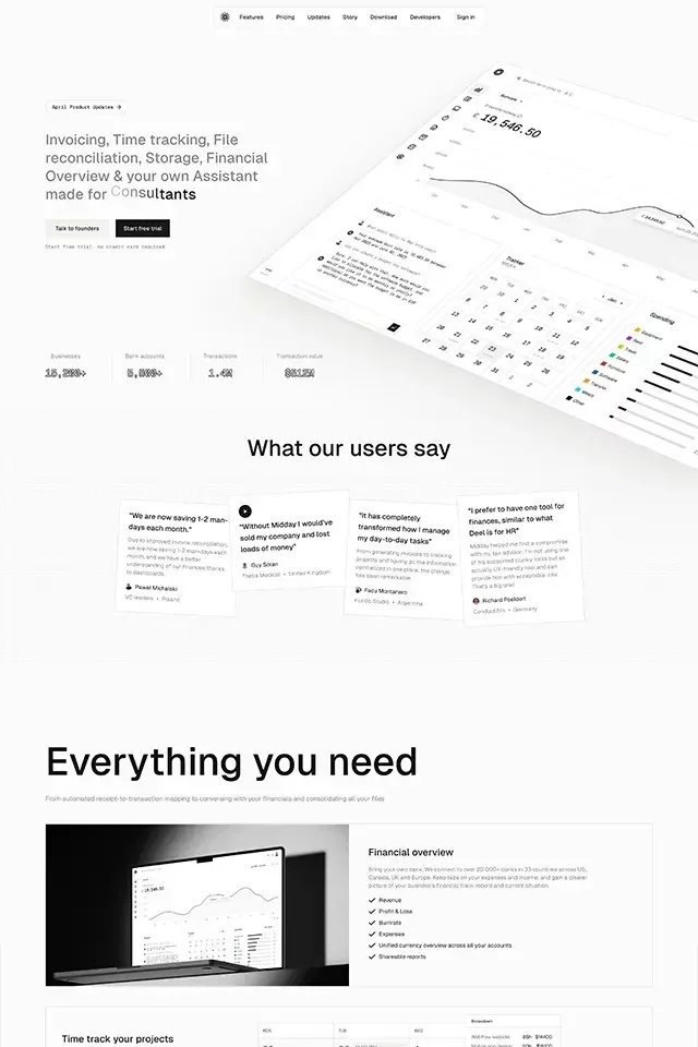 Midday landing page