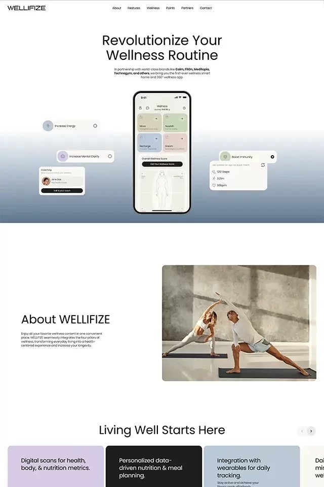 Wellifize landing page