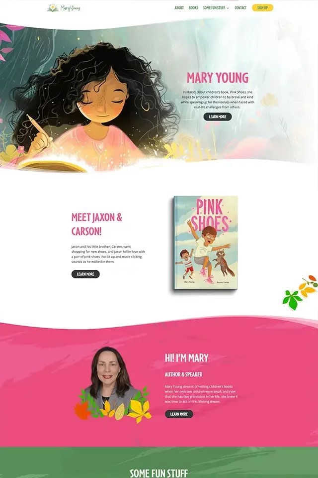 Mary Young Author landing page