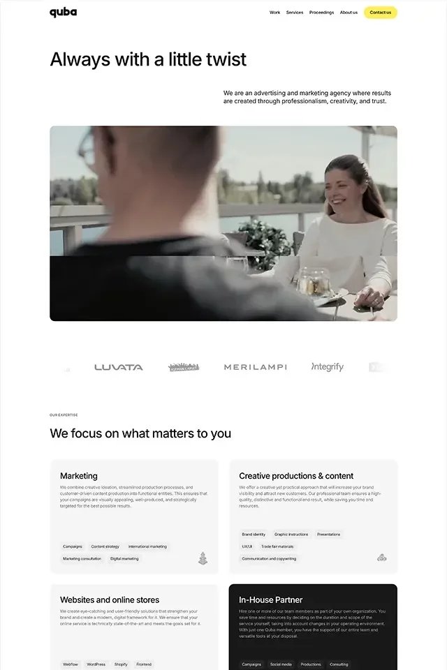 Quba landing page