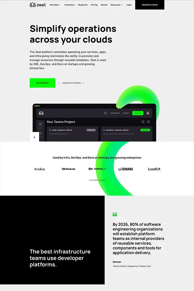 Zeet landing page