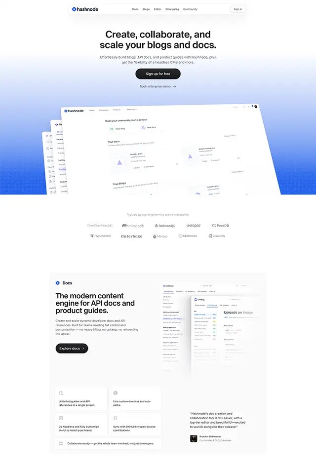 Hashnode landing page
