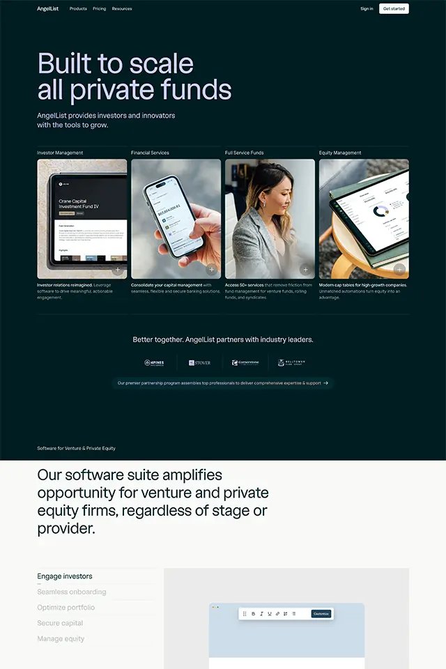 AngelList landing page