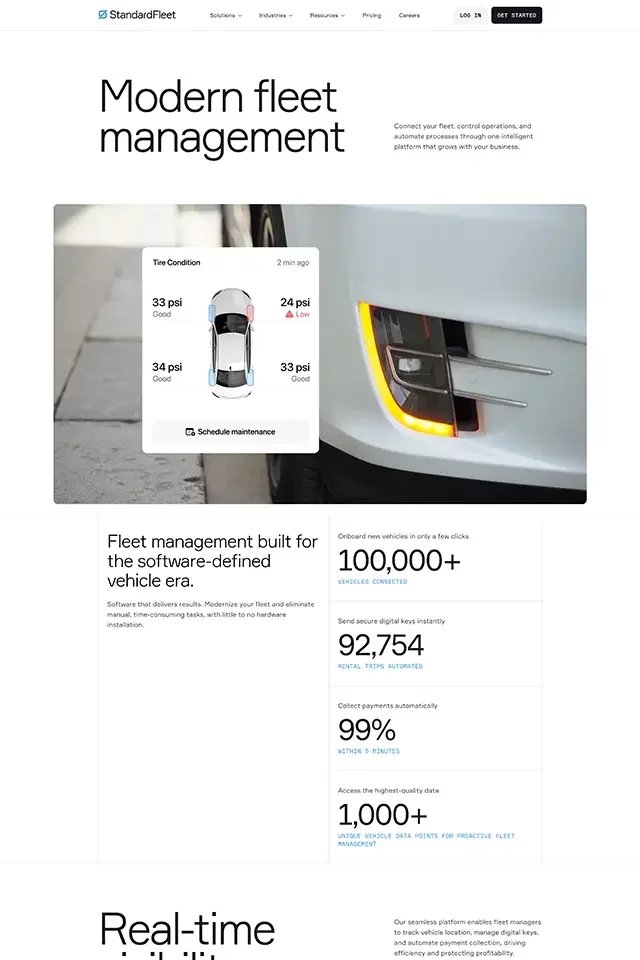 Standard Fleet landing page