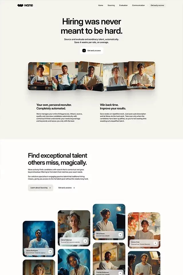 Wone landing page